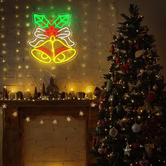 chrismas-bells-led-neon-sign-  Christmas Bells Neon Sign  Led Candy Dimmable Light Up Sign for Party Kids Gift